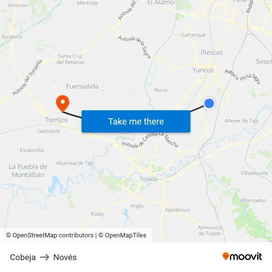 Cobeja to Novés map