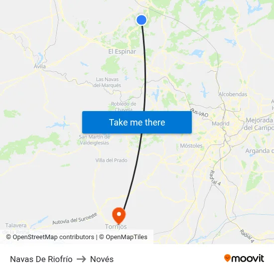 Navas De Riofrío to Novés map