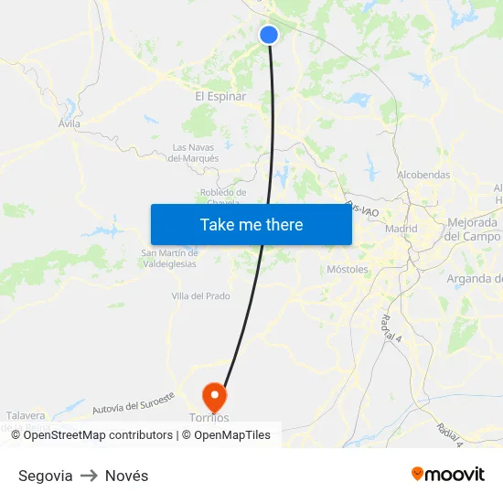 Segovia to Novés map