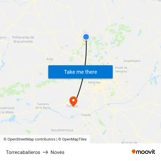 Torrecaballeros to Novés map