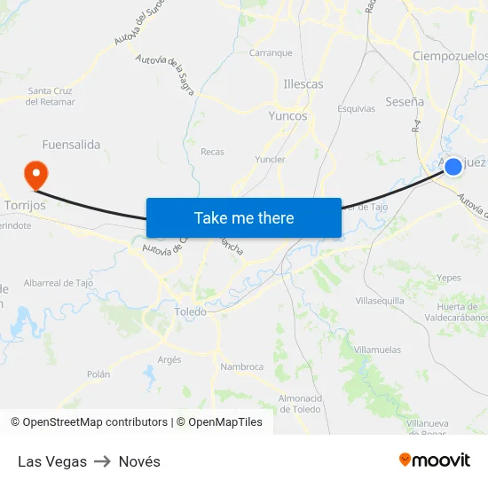 Las Vegas to Novés map