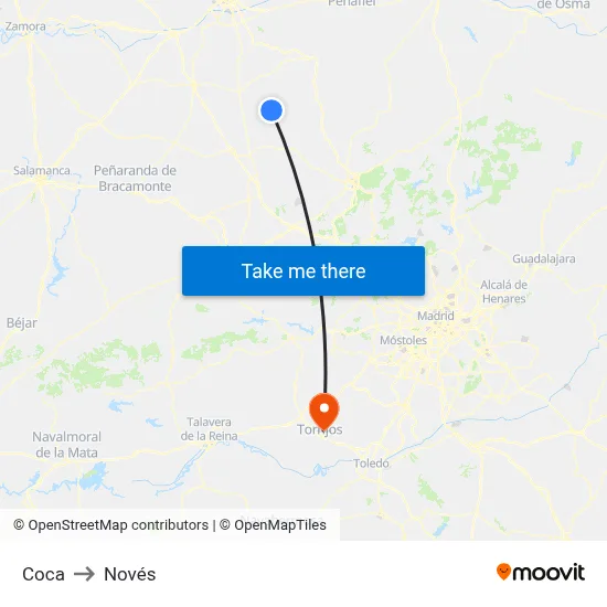 Coca to Novés map