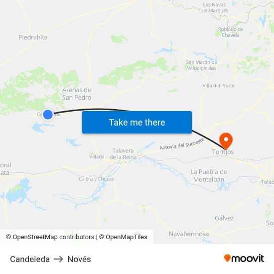 Candeleda to Novés map
