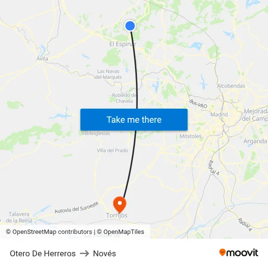 Otero De Herreros to Novés map