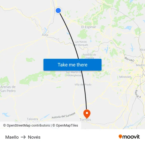 Maello to Novés map