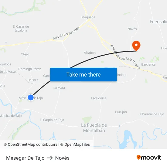 Mesegar De Tajo to Novés map