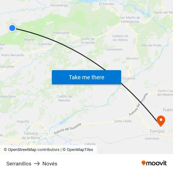 Serranillos to Novés map