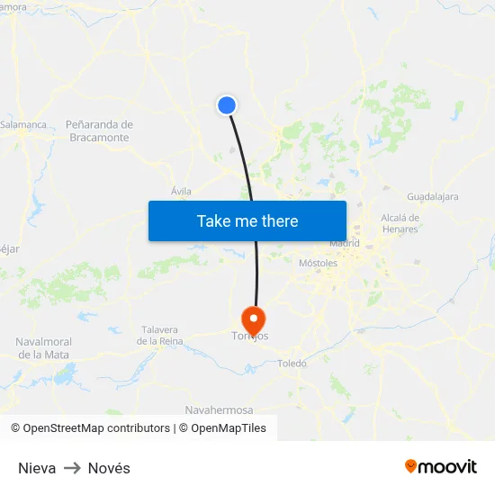 Nieva to Novés map