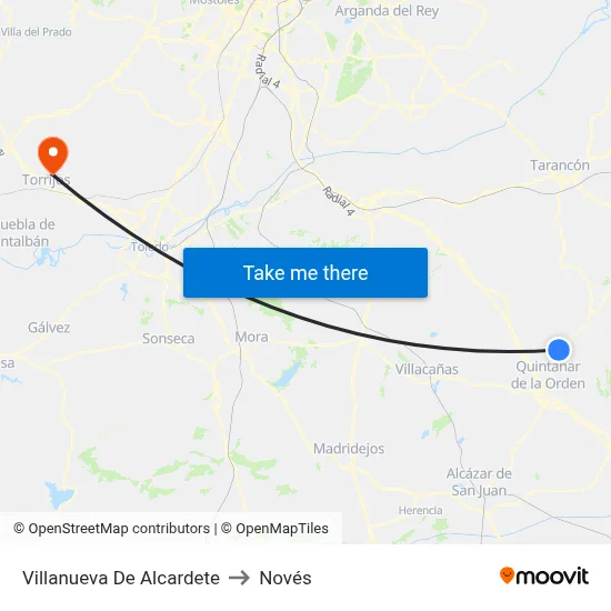 Villanueva De Alcardete to Novés map