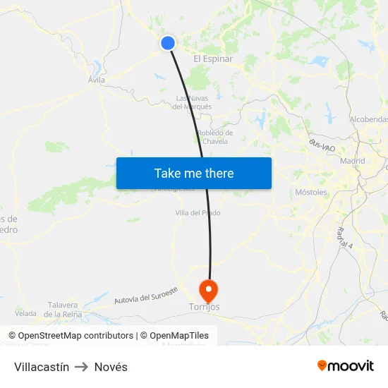 Villacastín to Novés map