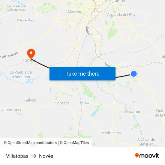 Villatobas to Novés map