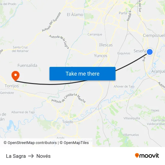 La Sagra to Novés map