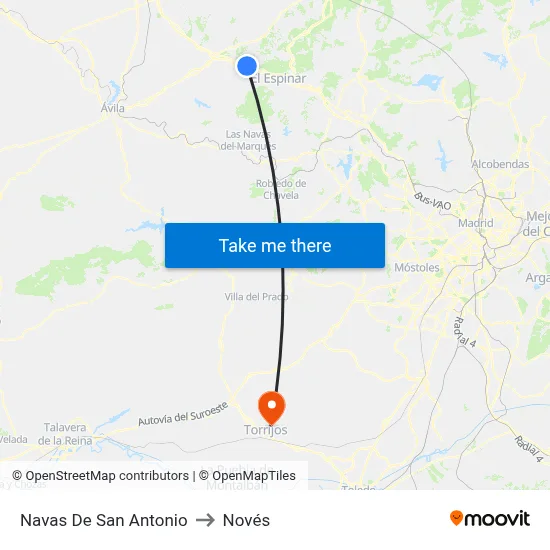 Navas De San Antonio to Novés map
