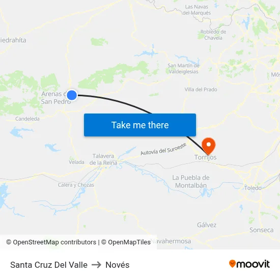Santa Cruz Del Valle to Novés map