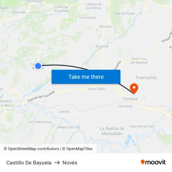 Castillo De Bayuela to Novés map