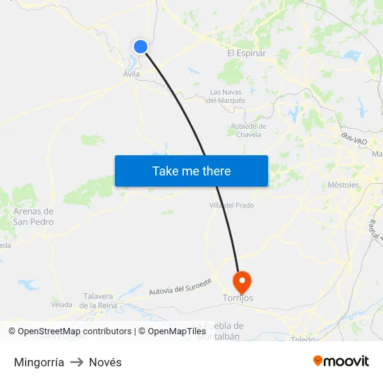 Mingorría to Novés map