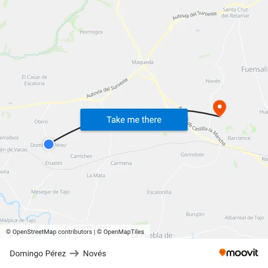 Domingo Pérez to Novés map