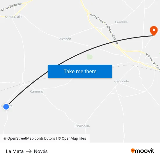 La Mata to Novés map