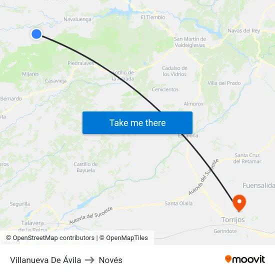 Villanueva De Ávila to Novés map