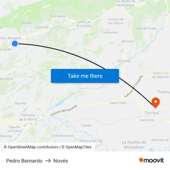 Pedro Bernardo to Novés map