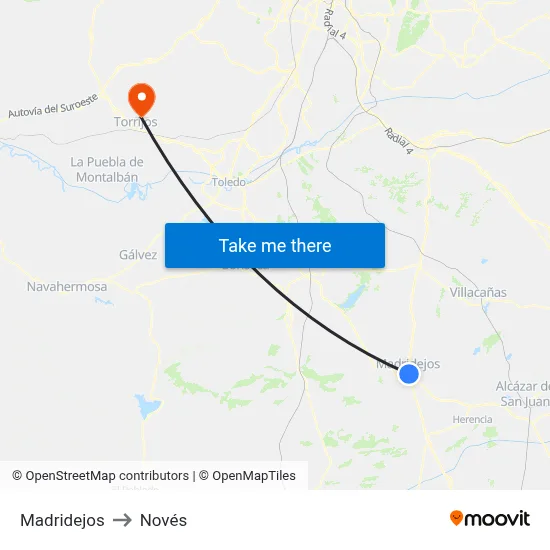 Madridejos to Novés map