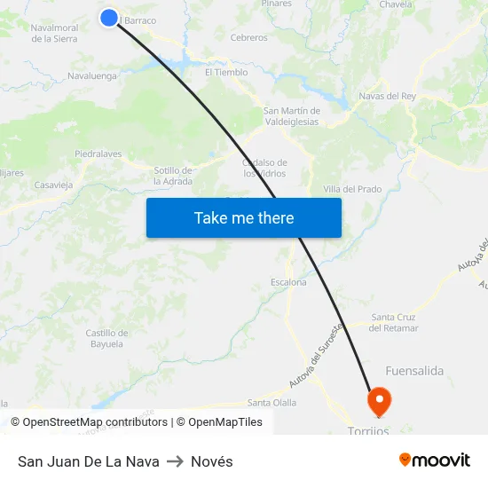 San Juan De La Nava to Novés map