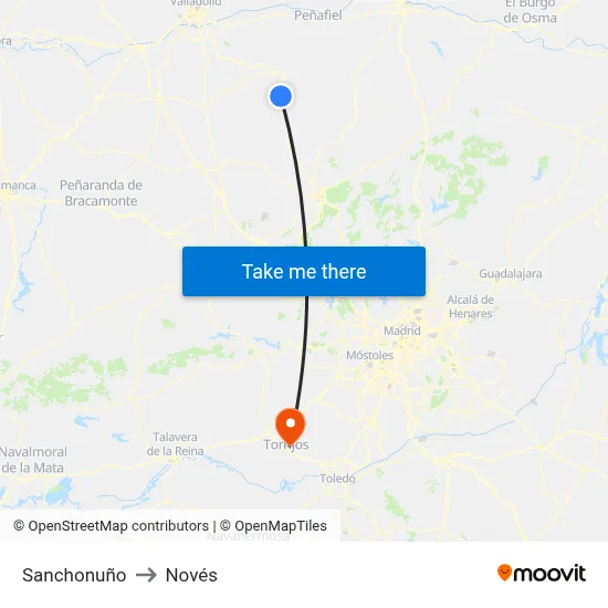 Sanchonuño to Novés map