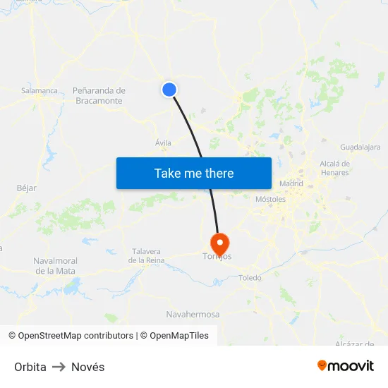 Orbita to Novés map