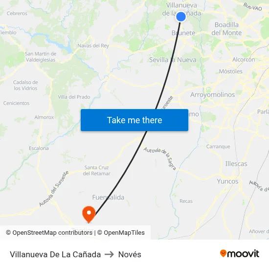 Villanueva De La Cañada to Novés map