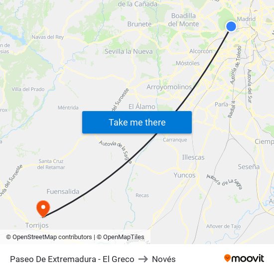 Paseo De Extremadura - El Greco to Novés map