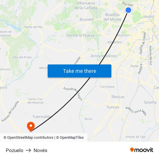 Pozuelo to Novés map