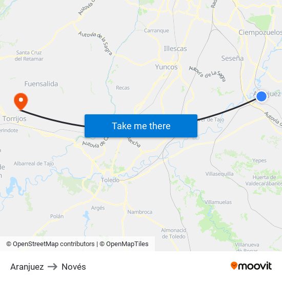 Aranjuez to Novés map
