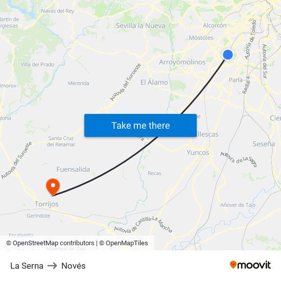 La Serna to Novés map