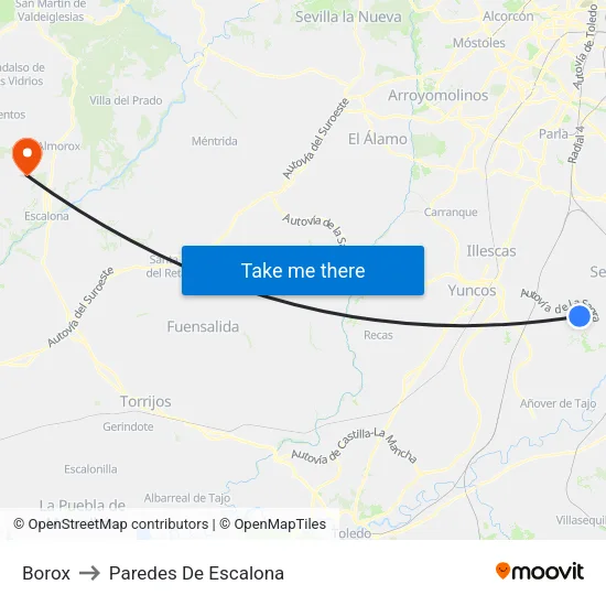 Borox to Paredes De Escalona map