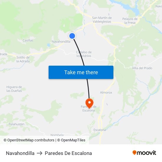 Navahondilla to Paredes De Escalona map
