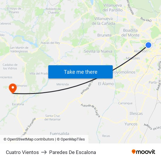 Cuatro Vientos to Paredes De Escalona map