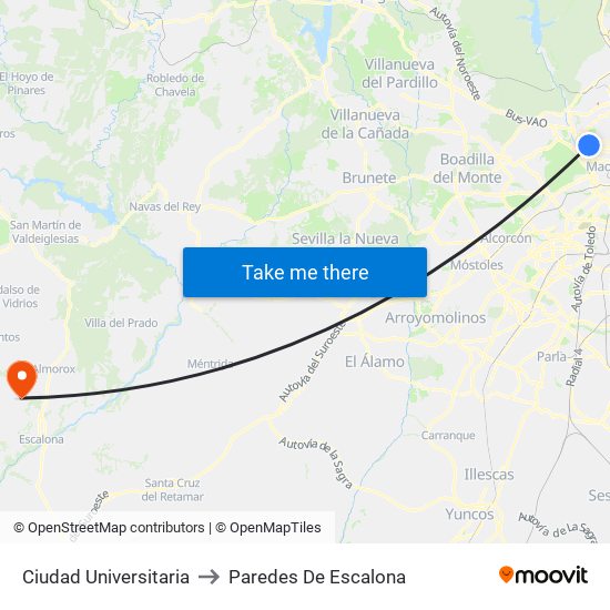 Ciudad Universitaria to Paredes De Escalona map