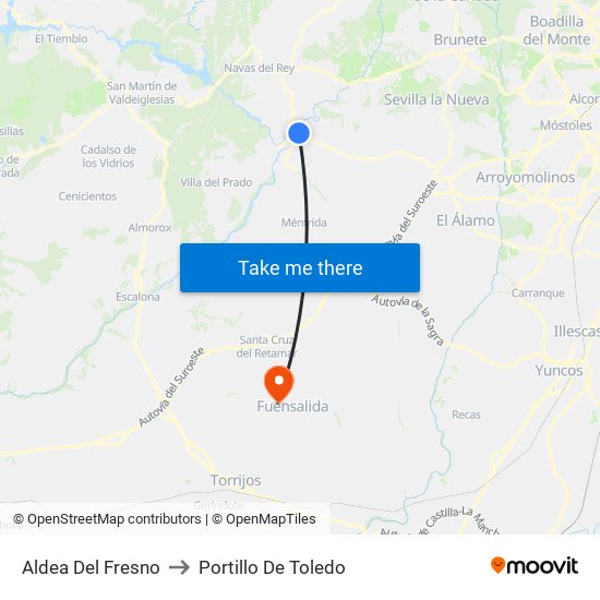Aldea Del Fresno to Portillo De Toledo map
