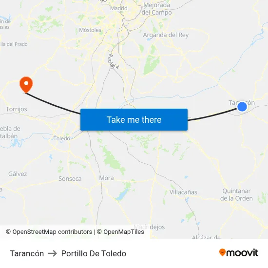 Tarancón to Portillo De Toledo map