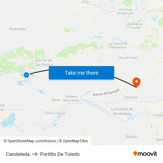 Candeleda to Portillo De Toledo map