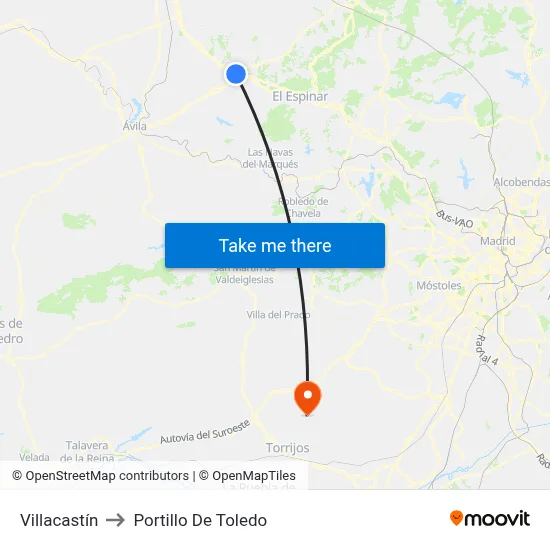 Villacastín to Portillo De Toledo map