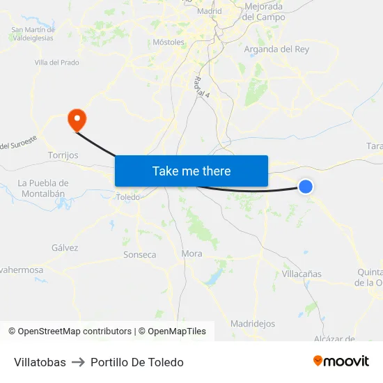 Villatobas to Portillo De Toledo map