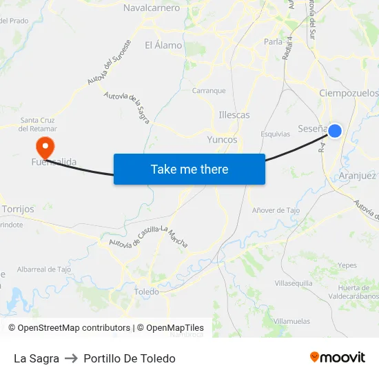 La Sagra to Portillo De Toledo map