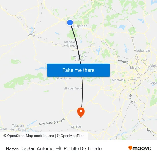 Navas De San Antonio to Portillo De Toledo map
