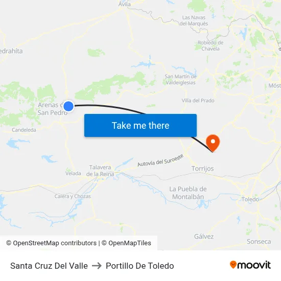 Santa Cruz Del Valle to Portillo De Toledo map