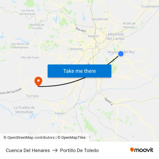 Cuenca Del Henares to Portillo De Toledo map