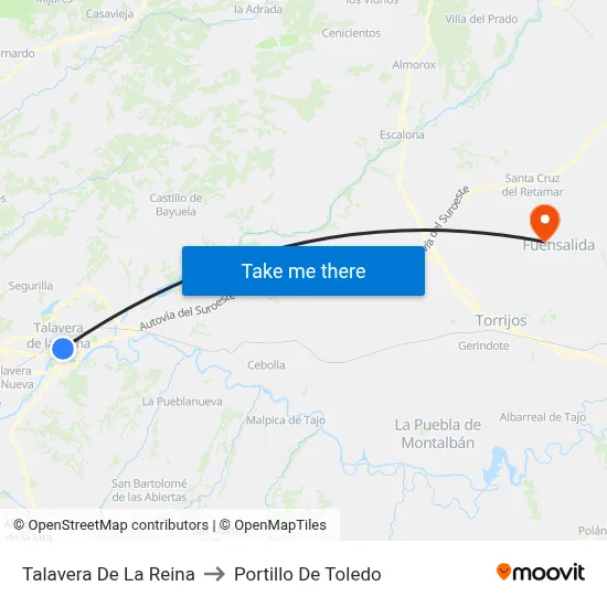 Talavera De La Reina to Portillo De Toledo map