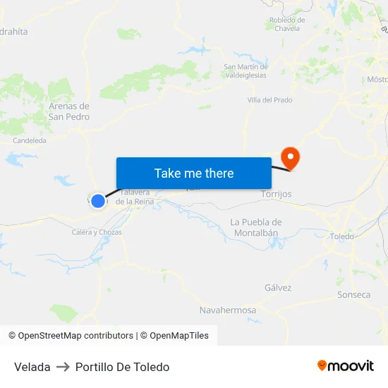 Velada to Portillo De Toledo map