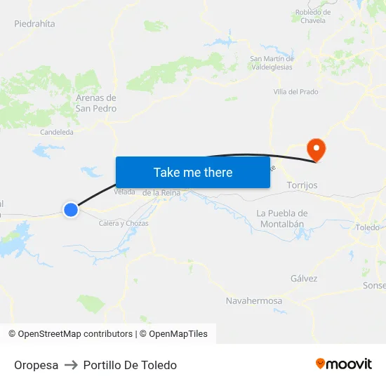 Oropesa to Portillo De Toledo map