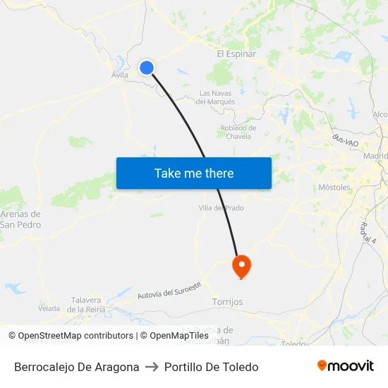 Berrocalejo De Aragona to Portillo De Toledo map